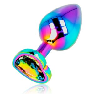 Oh Mama – Iridescent Rainbow Heart Jewelled Butt Plug Medium