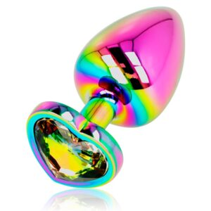 Oh Mama – Iridescent Rainbow Heart Jewelled Butt Plug Large