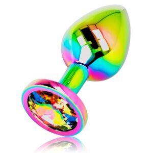 Oh Mama – Iridescent Rainbow Circle Jewelled Butt Plug Large