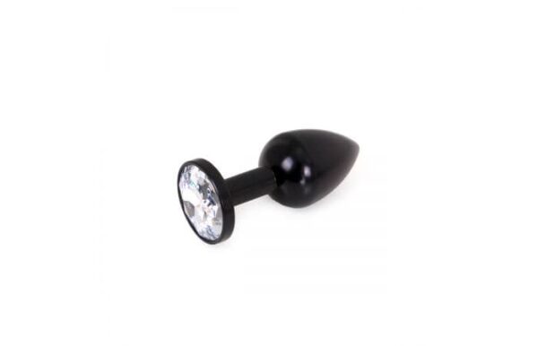 Kiotos -Aluminium Black Butt Plug Clear Gem - Image 4