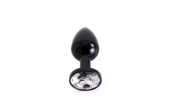 Kiotos -Aluminium Black Butt Plug Clear Gem
