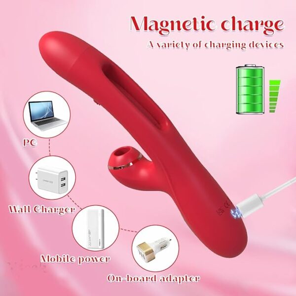 Pleasure Store - Red Fluttering Air Pulse Rabbit Vibrator - Image 4