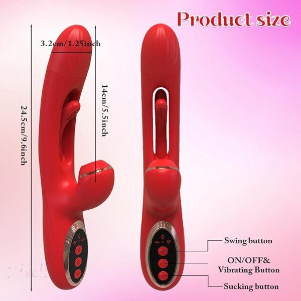 Pleasure Store - Red Fluttering Air Pulse Rabbit Vibrator - Image 3