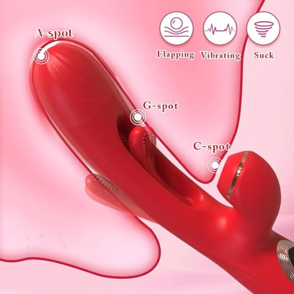Pleasure Store - Red Fluttering Air Pulse Rabbit Vibrator - Image 5