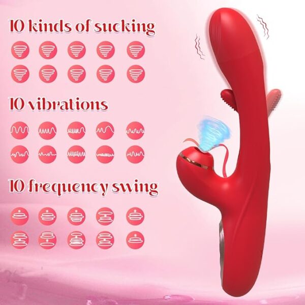 Pleasure Store - Red Fluttering Air Pulse Rabbit Vibrator - Image 6