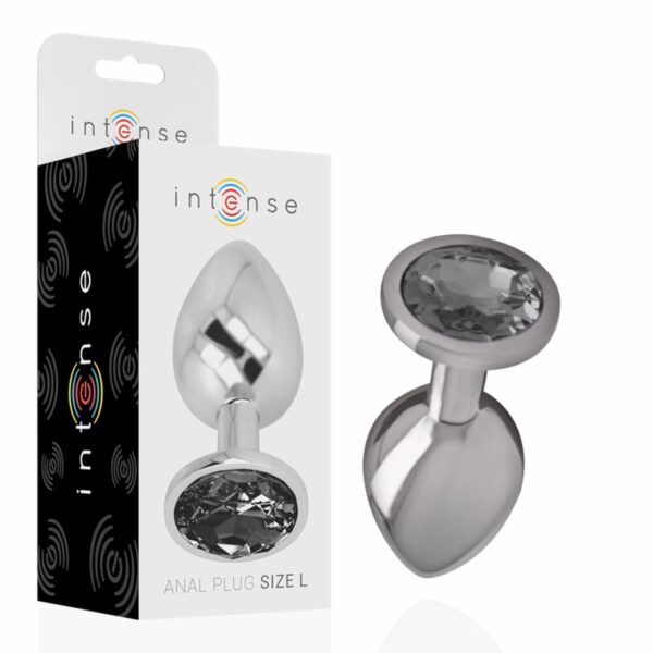 Intense - Metal Anal Plug with Black Crystal Large