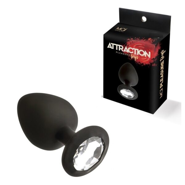 Outlet - Attraction Silicone Black Butt Plug Medium