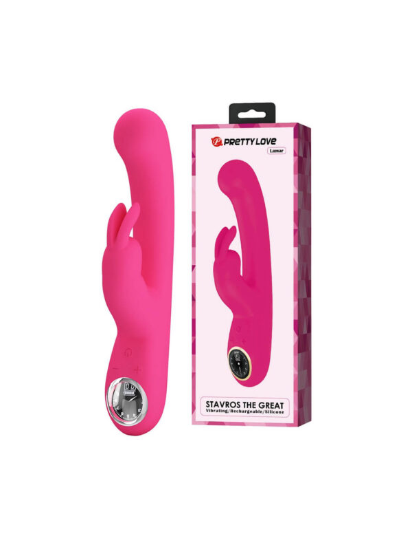 Pretty Love - Lamar Rabbit Vibrator With Digital LED Display Pink - Image 8