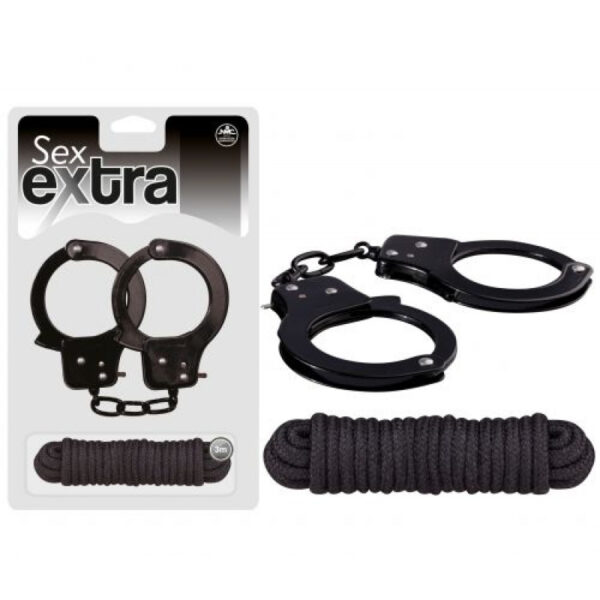 NMC - BDSM Black Handcuffs & Rope Kit