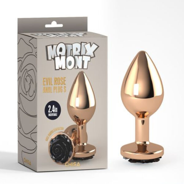 Chisa - Gold Evil Rose Anal Plug Black Small - Image 5