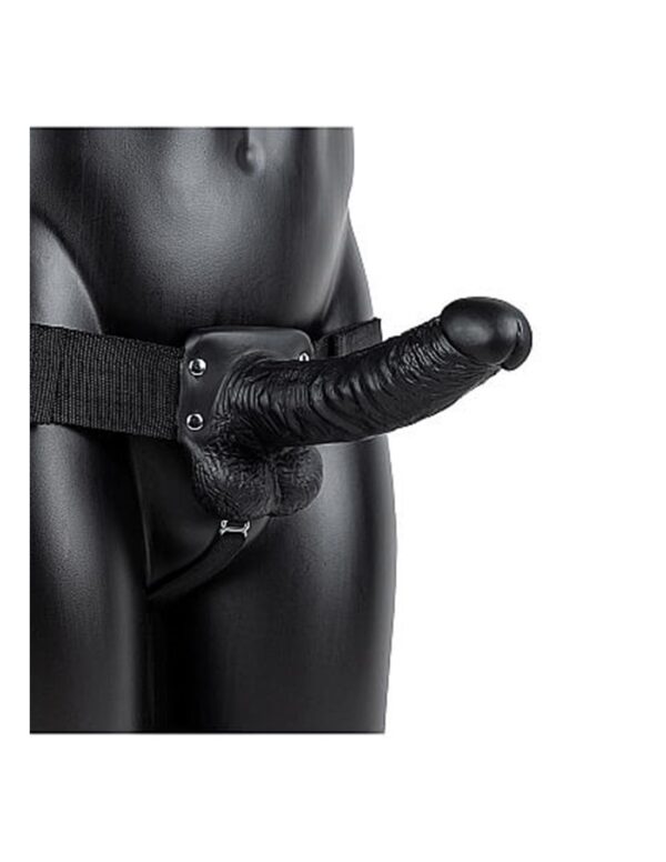 RealRock - Hollow 7 Inch Strap-On With Balls Black - Image 2