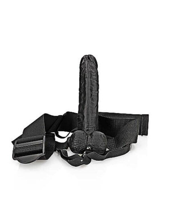 RealRock - Hollow 7 Inch Strap-On With Balls Black - Image 7