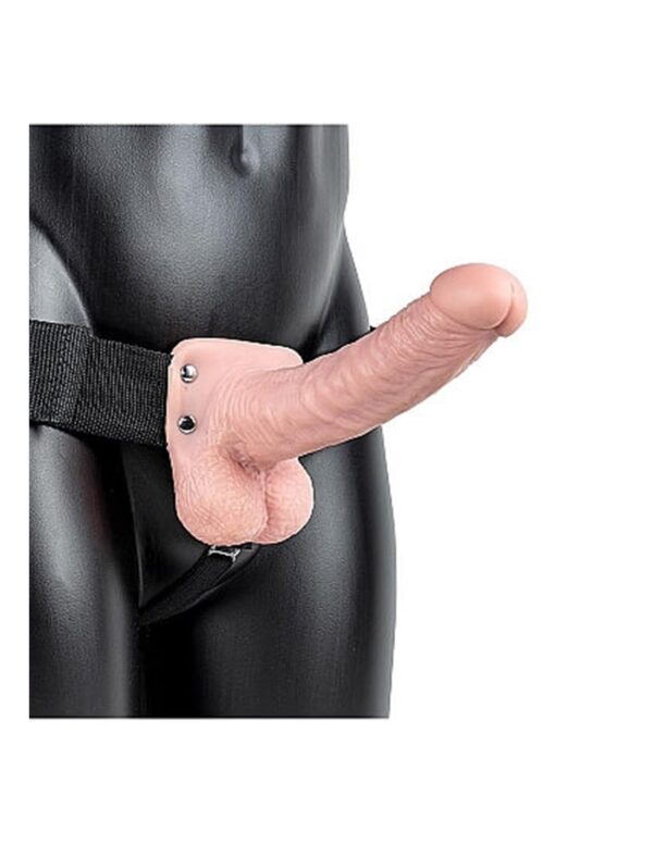 RealRock - Hollow 7 Inch Strap-On With Balls Flesh - Image 2