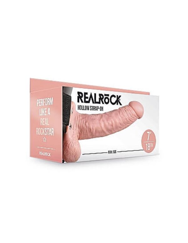 RealRock - Hollow 7 Inch Strap-On With Balls Flesh - Image 10