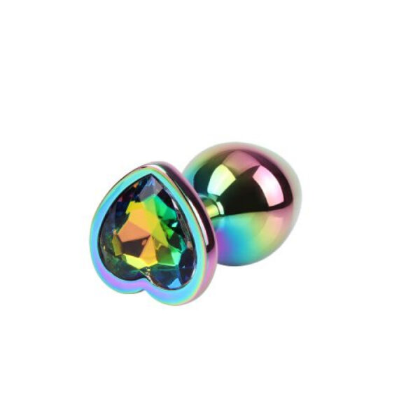 Chisa - Rainbow Heart Gem Metal Butt Plug Medium