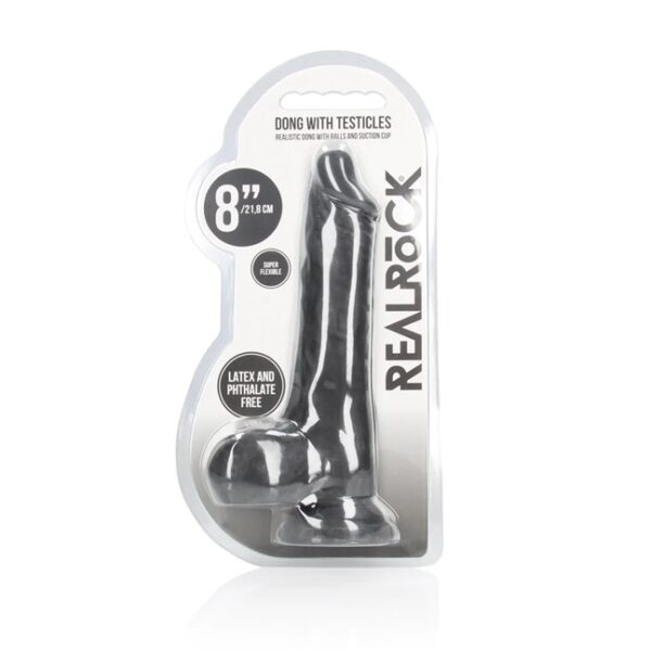 RealRock - Realistic Dildo With Balls 8 Inch Black - Image 4