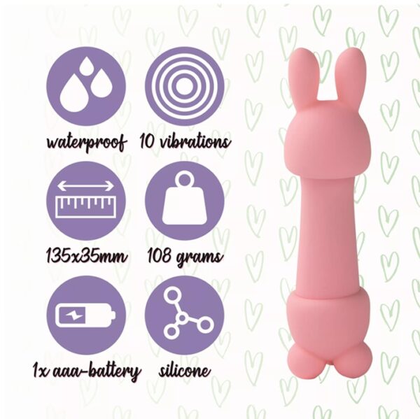 Feelztoys - Mister Bunny Vibrator With 2 Caps Pink - Image 2