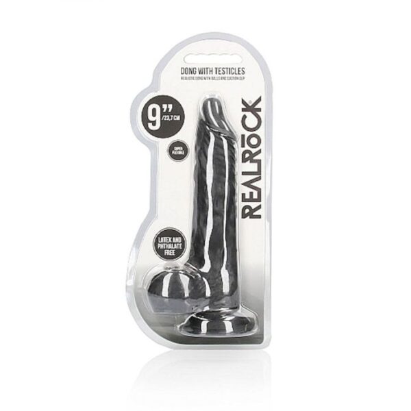 RealRock - Realistic Dildo With Balls 9 Inch Black - Image 5