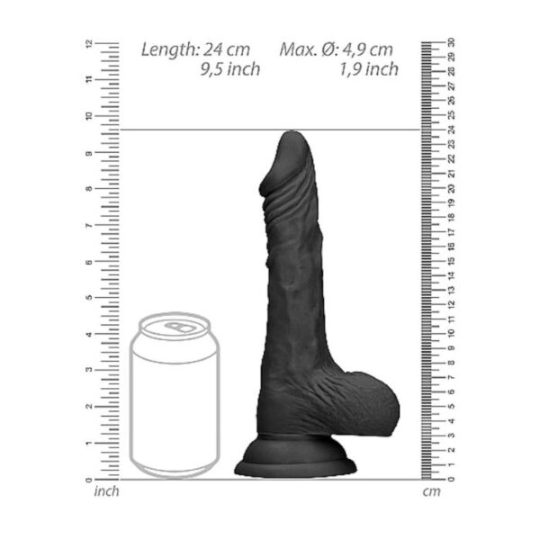RealRock - Realistic Dildo With Balls 9 Inch Black - Image 4