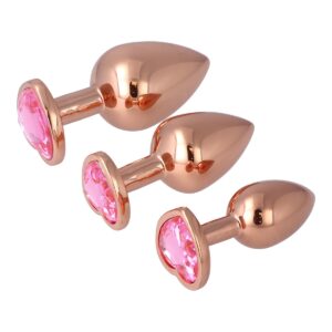 Pick&Love - No. 14 Rose Gold Butt Plug Set With Pink Heart