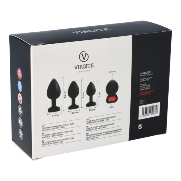 Virgite - Silicone Butt Plug Set Black With Ruby Heart E14 - Image 7