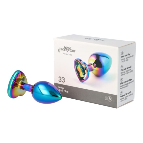 Pick&Love - No. 33 Rainbow Butt Plug With Heart Crystal Size S - Image 11
