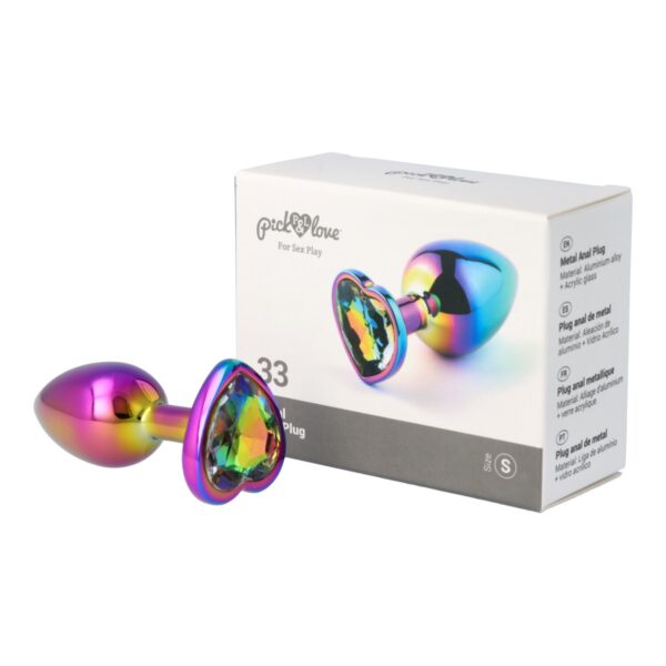 Pick&Love - No. 33 Rainbow Butt Plug With Heart Crystal Size S - Image 10