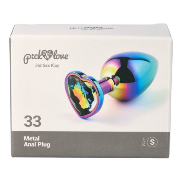 Pick&Love - No. 33 Rainbow Butt Plug With Heart Crystal Size S - Image 7