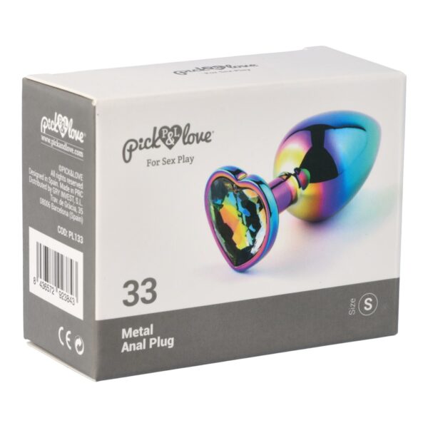 Pick&Love - No. 33 Rainbow Butt Plug With Heart Crystal Size S - Image 8