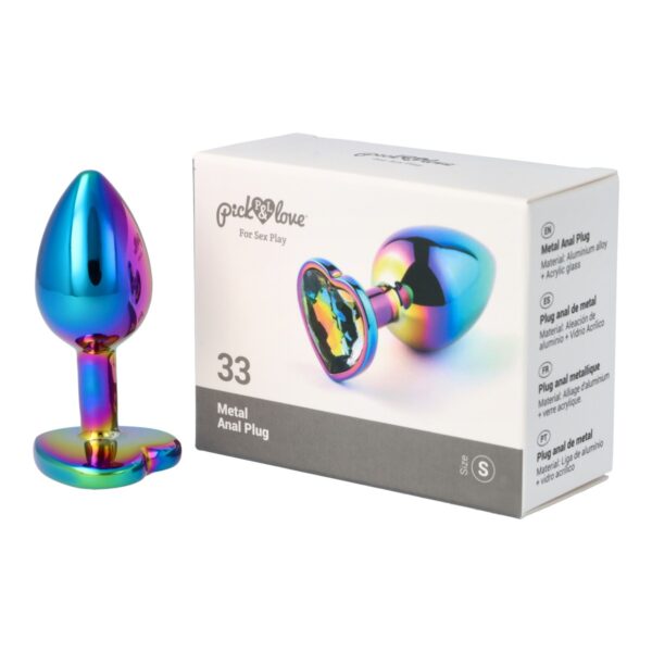 Pick&Love - No. 33 Rainbow Butt Plug With Heart Crystal Size S - Image 9