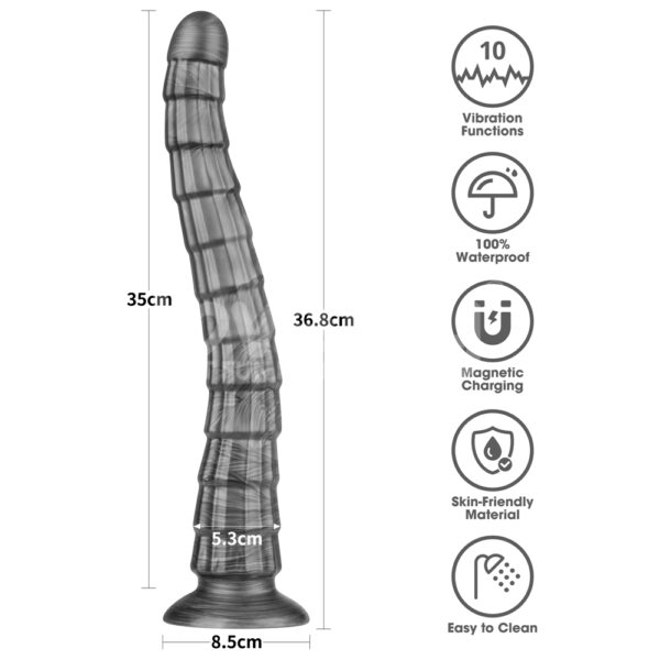 Lovetoy - 14.5" King Sized Vibrating Vibrax Slider Dildo Silver - Image 8