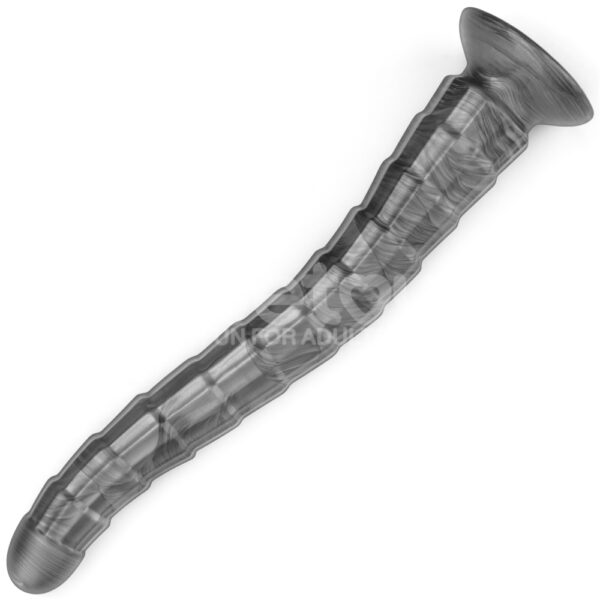 Lovetoy - 14.5" King Sized Vibrating Vibrax Slider Dildo Silver - Image 3