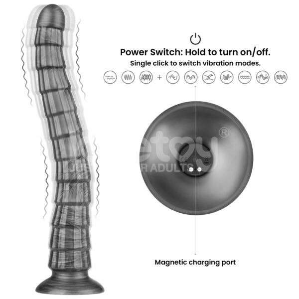 Lovetoy - 14.5" King Sized Vibrating Vibrax Slider Dildo Silver - Image 9