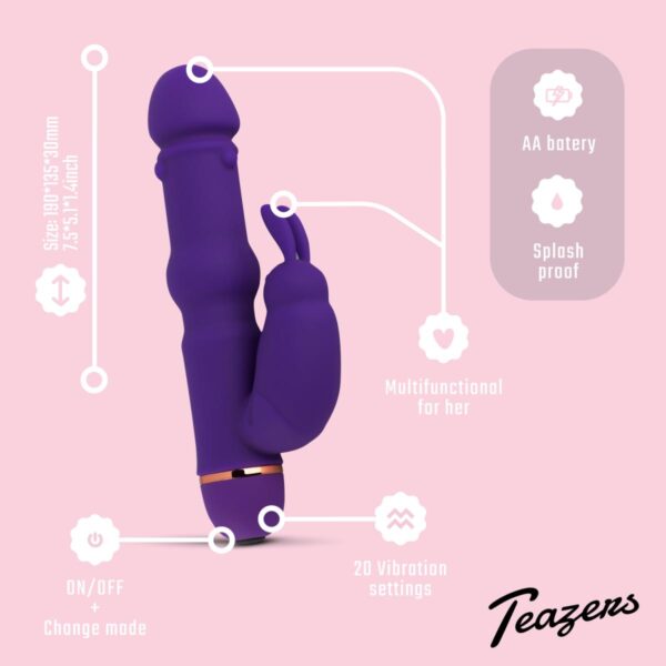 Teazers - Silicone Rabbit Vibrator Purple - Image 8
