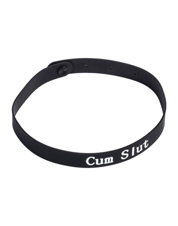 Rimba - Collar with Inscription Cum Slut - Black & White - Image 3