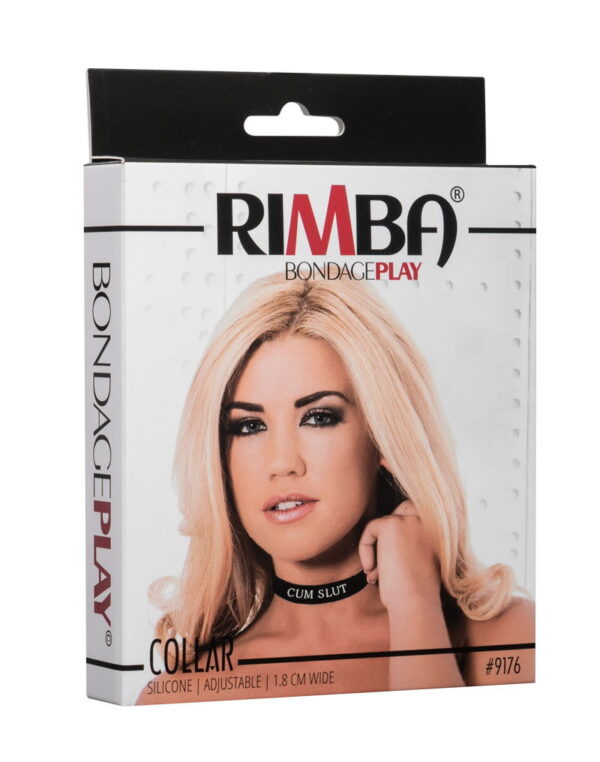 Rimba - Collar with Inscription Cum Slut - Black & White - Image 11