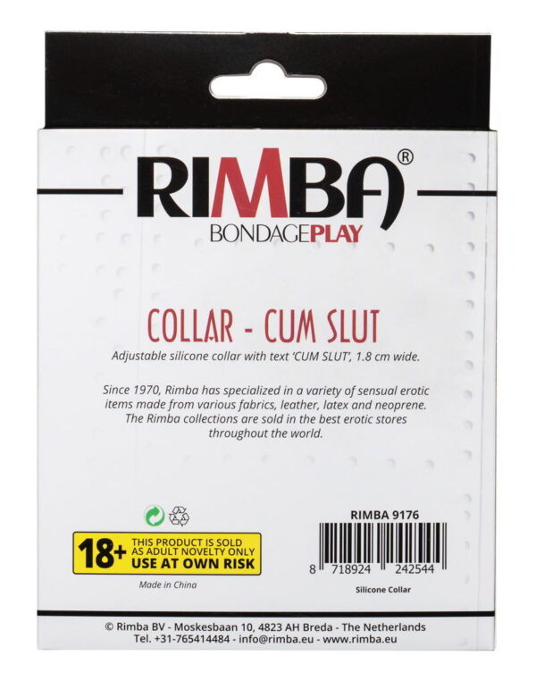 Rimba - Collar with Inscription Cum Slut - Black & White - Image 10