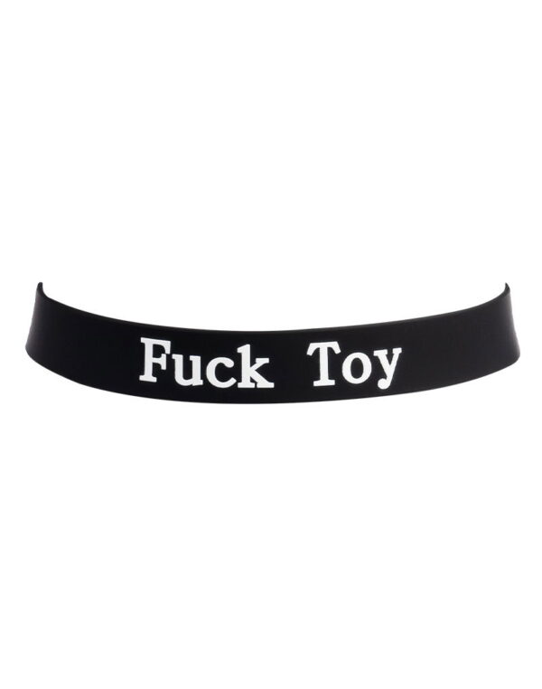 Rimba - Collar with Inscription Fuck Toy - Black & White - Image 2