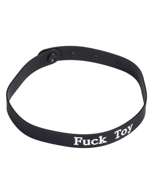 Rimba - Collar with Inscription Fuck Toy - Black & White - Image 3