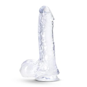B Yours - Crystal Ram 'n Jam Dildo with Balls 7.8 Inch Clear