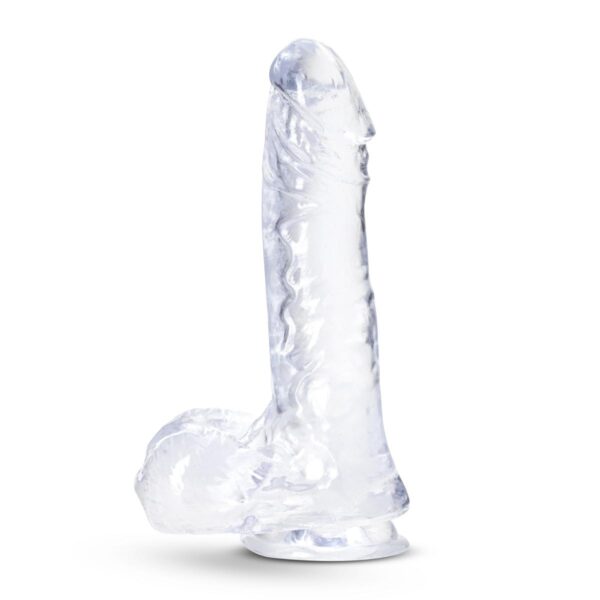 B Yours - Crystal Ram 'n Jam Dildo with Balls 7.8 Inch Clear