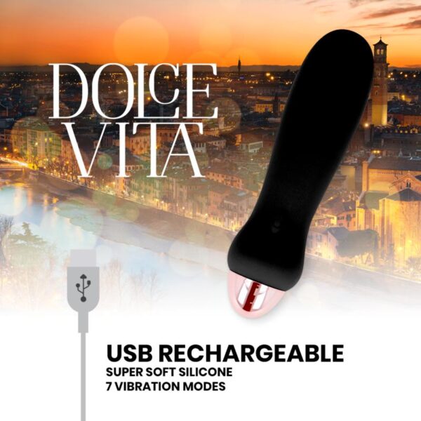 Dolce Vita - Black Five Rechargeable 7 Speed Vibrator - Image 2