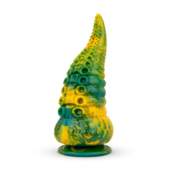 Mythical Mates - Tentacle Delight Green & Yellow 8.7 Inch Dildo - Image 2