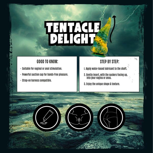 Mythical Mates - Tentacle Delight Green & Yellow 8.7 Inch Dildo - Image 10