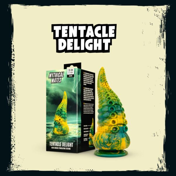 Mythical Mates - Tentacle Delight Green & Yellow 8.7 Inch Dildo - Image 11