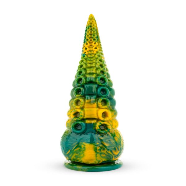Mythical Mates - Tentacle Delight Green & Yellow 8.7 Inch Dildo - Image 3