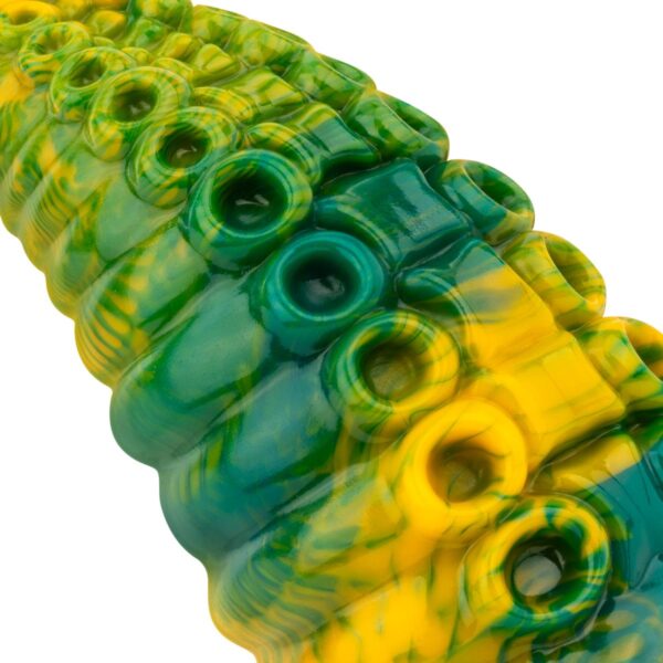 Mythical Mates - Tentacle Delight Green & Yellow 8.7 Inch Dildo - Image 8