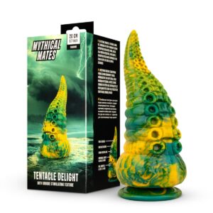 Mythical Mates - Tentacle Delight Green & Yellow 8.7 Inch Dildo
