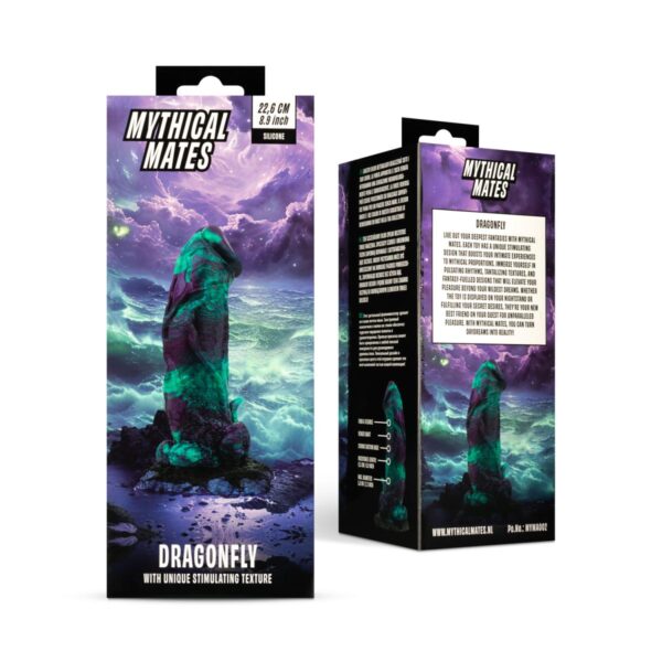 Mythical Mates - Dragonfly 8.9 Inch Dildo Purple & Green - Image 13