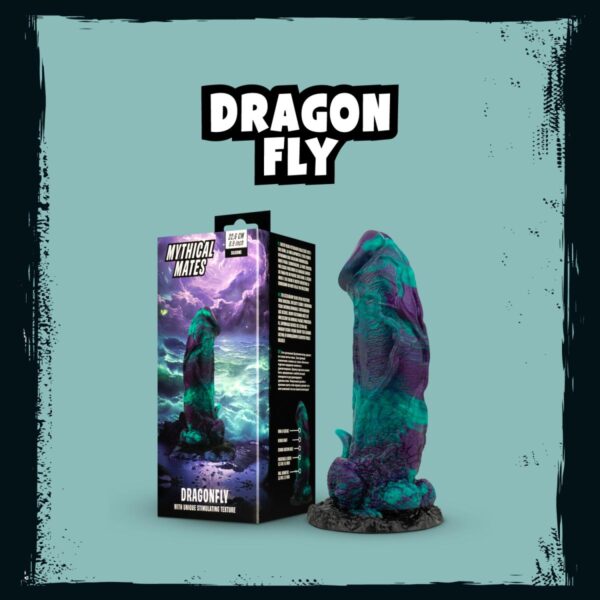 Mythical Mates - Dragonfly 8.9 Inch Dildo Purple & Green - Image 11
